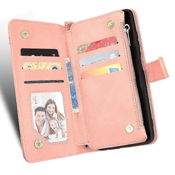 Kompatibel med Xiaomi Mi 11t/11t Pro Skal Blixtlås Magnetisk Plånboks Kortinnehavare PU Läder Flip Case (Rosa)