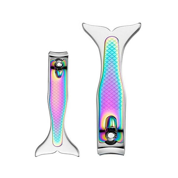 Mermaid nagelklippare set 2 delar rostfritt stål fingernaglar och tånaglar klippar nagelklippare med nagelfil jul födelsedag strumpa stuffers fo