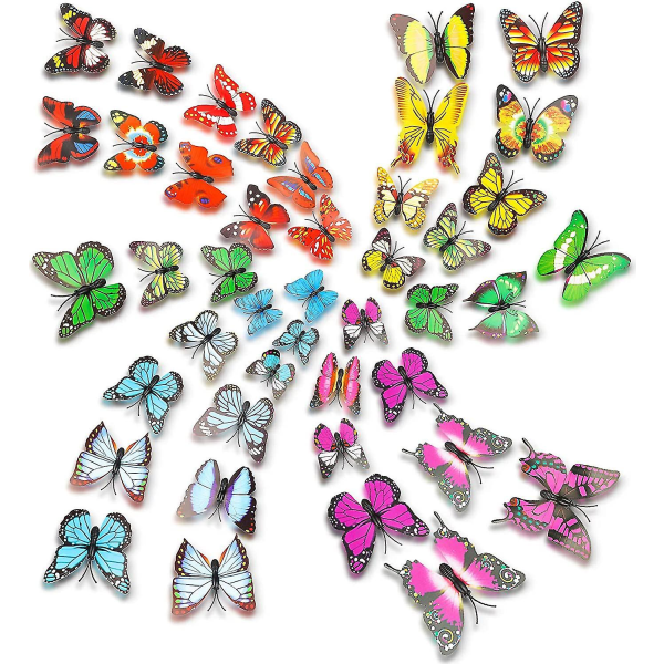72 st Fjärilsdekoration, 3d fjäril, fjärilsklistermärken, fjärilsväggdekoration