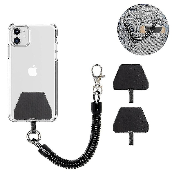 Mobiltelefon Lanyard Tether Med Patch, Universal Smartphone Håndleddsrem, Inkludert 1stk Telefonkjedeledning Og 2 Stk Telefon Tether Flik