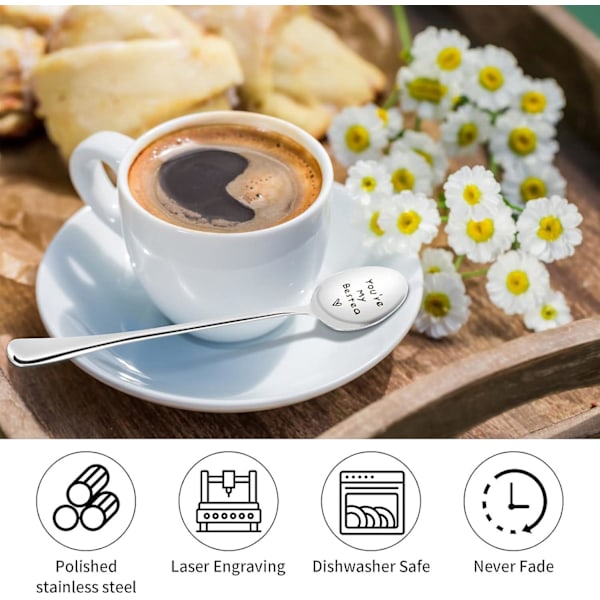 Kaffeske, 2 stk. rustfrit stål teske, graveret ske elskere gave - bryllupsgaver til par - ske gaver