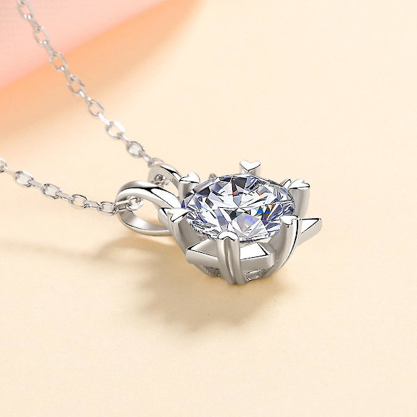 S925 Silverhalsband Kvinna Hexagram 6.5mm Zirkon Hänge Halsband (Zirkon)