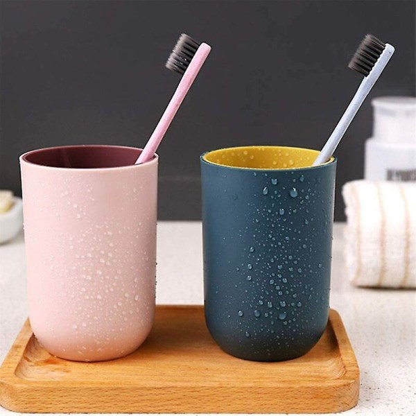 Badrum Mugg Tandborsthållare Koppar Bärbar Munsköljkopp Återanvändbar Vattenkopp för Resor Camping Badrum Städning Badrumstillbehör, Rosa