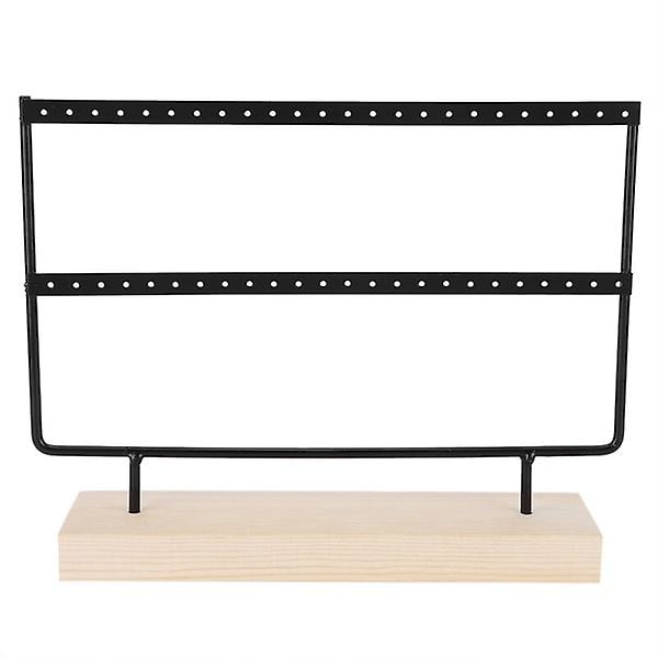 46 hullers metal smykkeholder øreringe halskæde display stativ bøjle opbevaring organizer sort