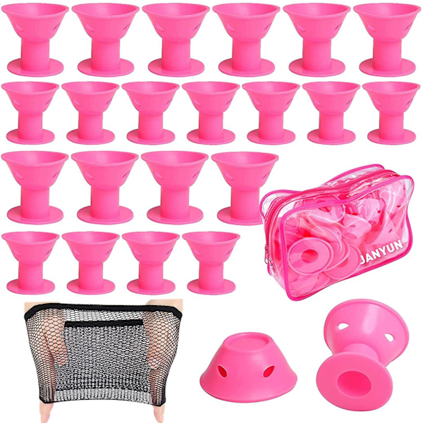 40 stk. Pink Magic Hair Rollers Inkluderer 20 stk. Store Silikone Curlers og 20 stk. Små Silikone Curlers