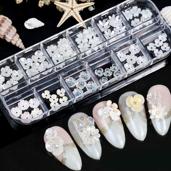 60 kpl Flower Butterfly Nail Art Charms Glitter Tarrat Koriste 3D Kynsikukka Litteä Design Akryyli