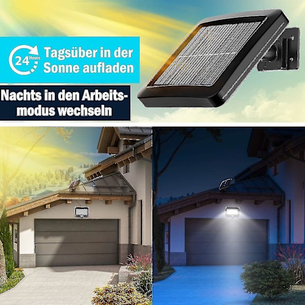 Ulkovalaistus aurinkopaneelilla ja 56 LED-lampulla, liikeanturilla, 120° IP65 vedenkestävä puutarhavalaistus 5 m kaapelilla