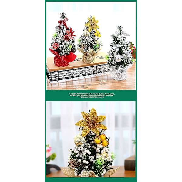 Julgran 20CM Mini Julgran Set Ornament Desktop guld