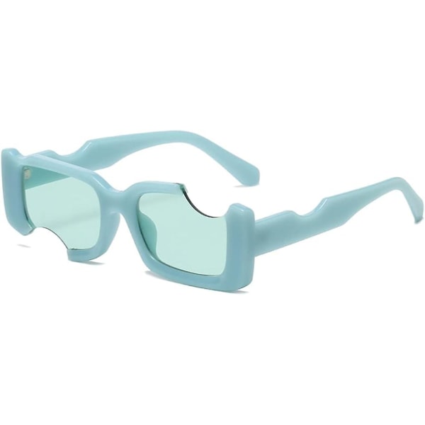 Uregelmessige små rektangulære solbriller kvinner retro punk solbriller UV-beskyttelse (blå)