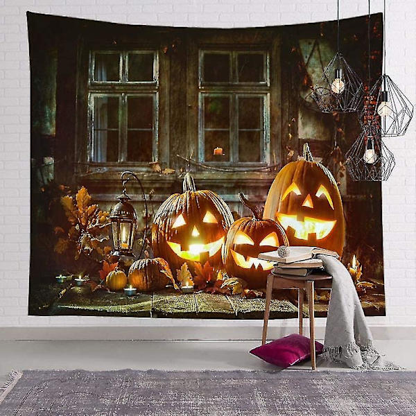 Tapestry-kurpitsapumppu Halloween-matto Koti Sisustus Yökuu Hippi Tapestry Seinävaate Katto Sisustus-12 150 * 150, Lyhyt Plussi