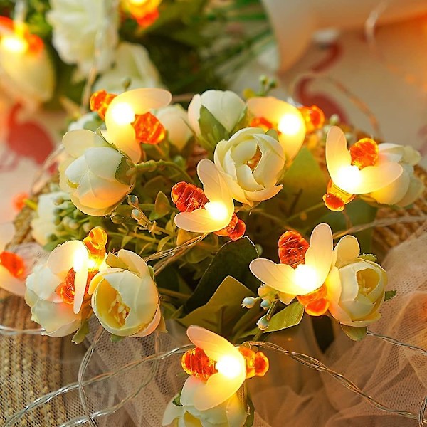 Honungsbi-Fairy String Lights - 3m 20 LED Djur String Lights 3AA / USB-kontakt, Simulerad Bi Dekorationsbelysning för Inomhus och Utomhus Bröllop Fest Trädgård