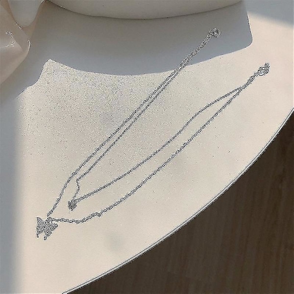Sl 2 stk. Etnisk Stil Trendy Diamantbesatt Butterfly Dobbeltlags Halskjede Mote Temperament Design Henger Kald Vind Henger Shisanq