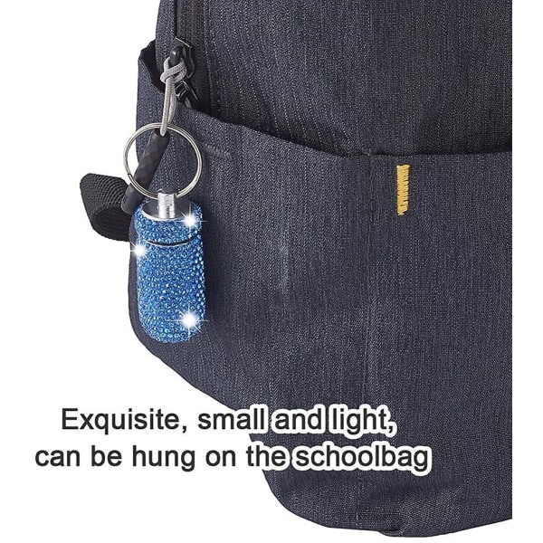 Bling Rhinestones bærbar pilleboks nøkkelringanheng aluminiumslegering minipille-arrangør for utendørs campingreiser