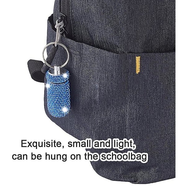 Bling Rhinestones Bärbar Pillerburk Nyckelring Hänge Aluminiumlegering Mini Pillerorganisatör för Utomhuscamping Resor