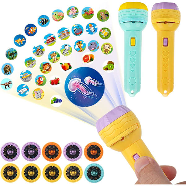 Children's flashlight projector, 2-projector Flashlights, Children's projector torch, 80-picture children's projector