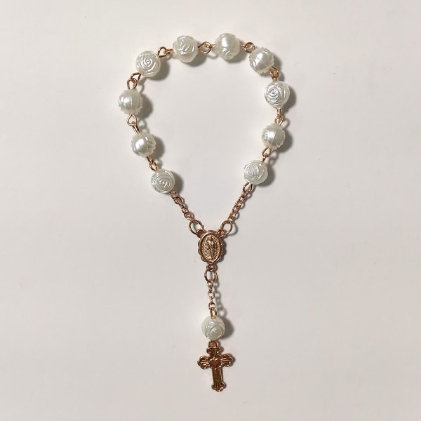 Religiösa bönebollspärlor Kors Rosenkrans Armband Jungfru Maria Rosenkrans Bönpärlor Jesus Cross Cross Kvinnor