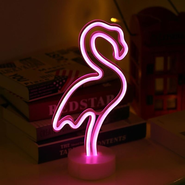 Flamingo Neon Skyltar, Batteridriven LED Nattlampa, Perfekt Födelsedagspresent, Dekoration (Flamingos)