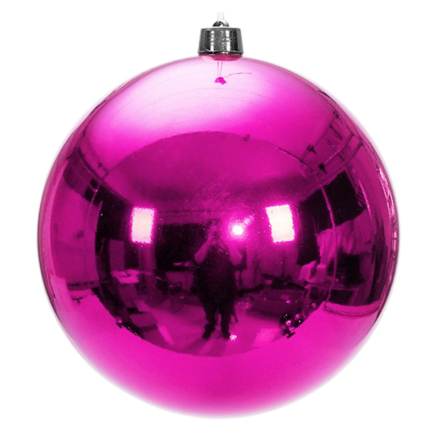 40cm Julkula Julspegel med Hänghål Julgransdekoration Julkula Ornament (Roseröd)