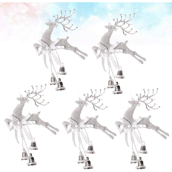 5 st Silver Julgran Julkula Rensa Form Hängande Hänge Renar Jul Miniatyrer Hem Dekorationer Layout Dekorativa Rekvisita Utan Rep