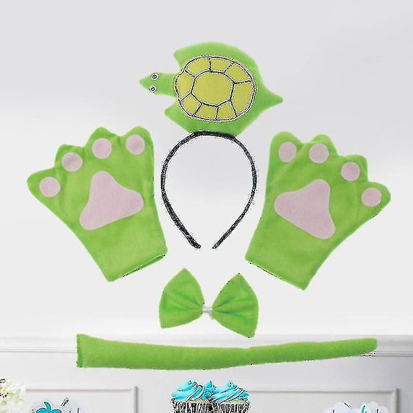 4-pack Prestanda Rekvisita Halloween Cosplay Show Maskeradfest Cartoon Tredimensionell Sköldpadds Mönster Huvudbonader Set för Vuxna (grön)