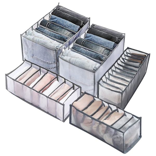 5-pack Lådförvaringsboxar i Mesh, Vikbara, för Scarfs, Jeans, Underkläder