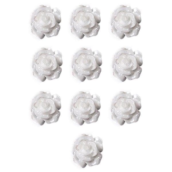Nail Art 3d Resin White Rose Flower Design Aurora Petal Nail Studs Charms Nail Art Rhinestones Diy A