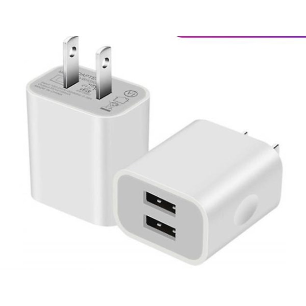 USB väggladdare Block 2 Pack Dual Port Cube Plug Power Laddningsadapter 5v 2.1a Brick För Apple Iphone 11/xs Max/xr/x/8/7/6s/6s Plus/6/se/5s/5c/ipad