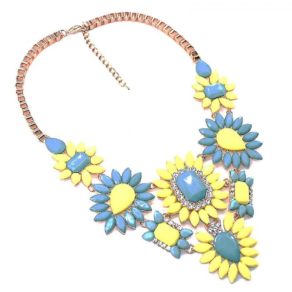 Korte Halskæder til Kvinder med Diamanter Blomster Halskæder, Mode Tøj Smykker Halskæder til Kvinder (gul) Xq-ps128