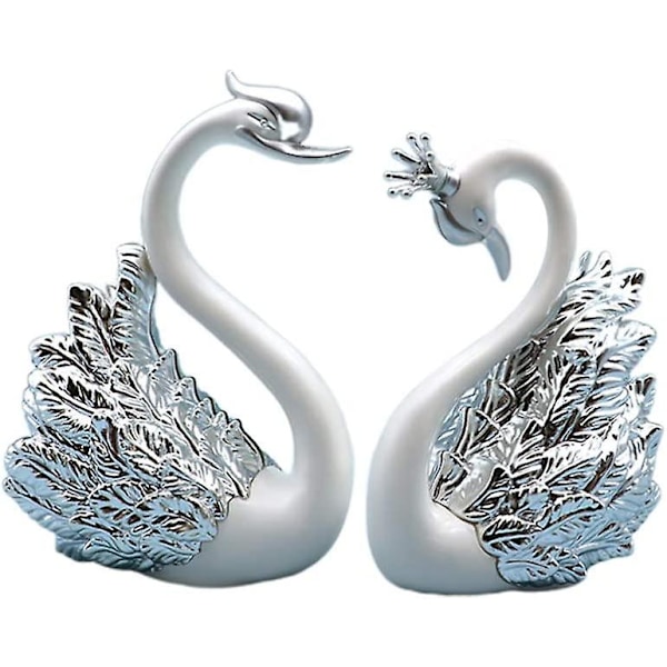 2-pack Crown Swan Plastfigur, Kakdekoration, Skrivbordsdekoration, Bilprydnad