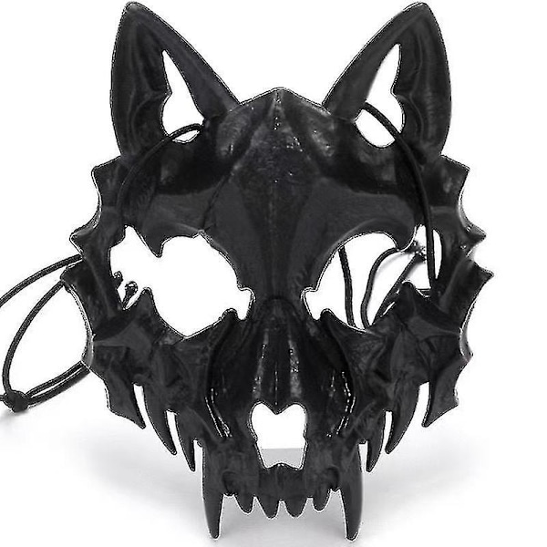 Japanilainen naamio aikuisille - Resininen puoli-kasvovalkoinen kallo pelottava kauhu naamio - Cosplay-asujuhlat Halloween-koristeellinen roolipeli