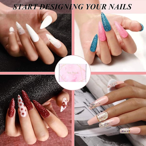 Akrylnagelsats Full Set Manikyr Nagelkonst Set 12 Akryl Glitterpulver Vätska Borste Nagelkonst Verktyg Manikyr Set