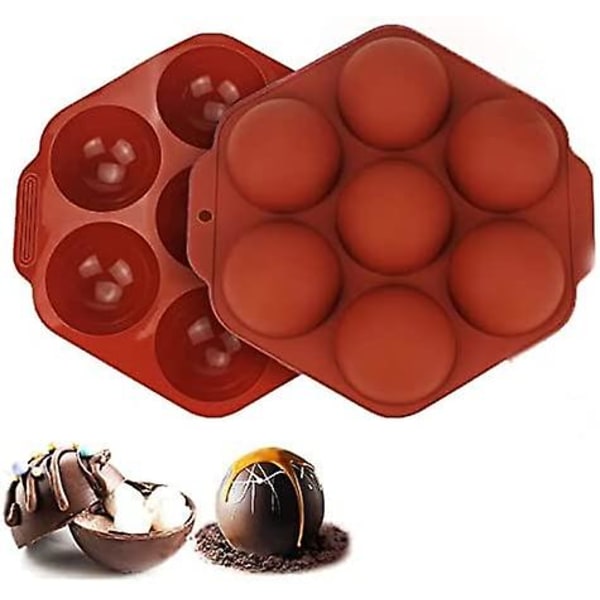 Molds, 2 st 7-håliga varma chokladbomber Stora runda molds, non-stick kupolformade molds av livsmedelskvalitet (kaffe)