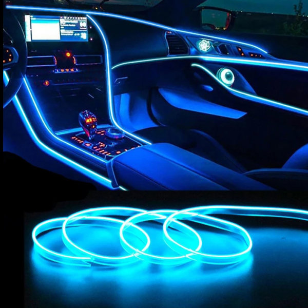 Bil LED-dekorationsljus El Wiring Neon Strip för Car Diy Red 5M USB drive