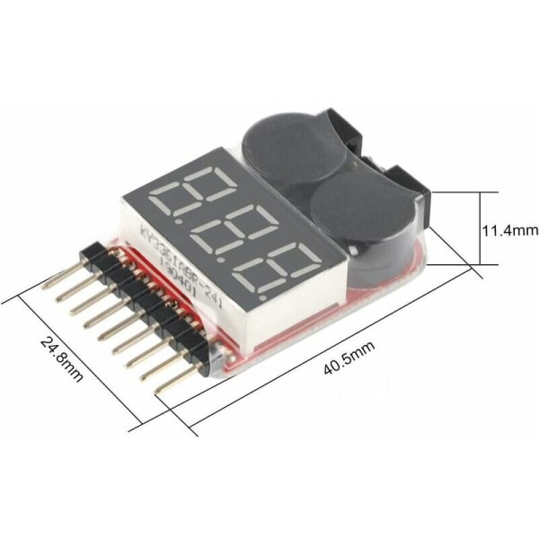 1S-8S Battery Tester, RC Battery Alarm Buzzer Lipo Checker med LED för Lipo, Li-ION, Li-Fe Batteri Fonepro，HANBING