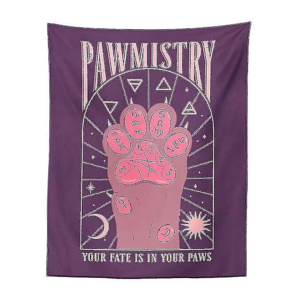 Himmelsmatta Kattpåtassar Väggbonad Tarot Sängöverkast Sovrum Flicka, 5 Stycken, Lila