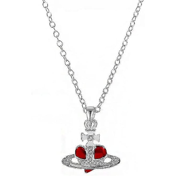 Saturnus Planet Halsband Kärlek Hjärta Saturnus Planet Hänge Choker Halsband Örhänge