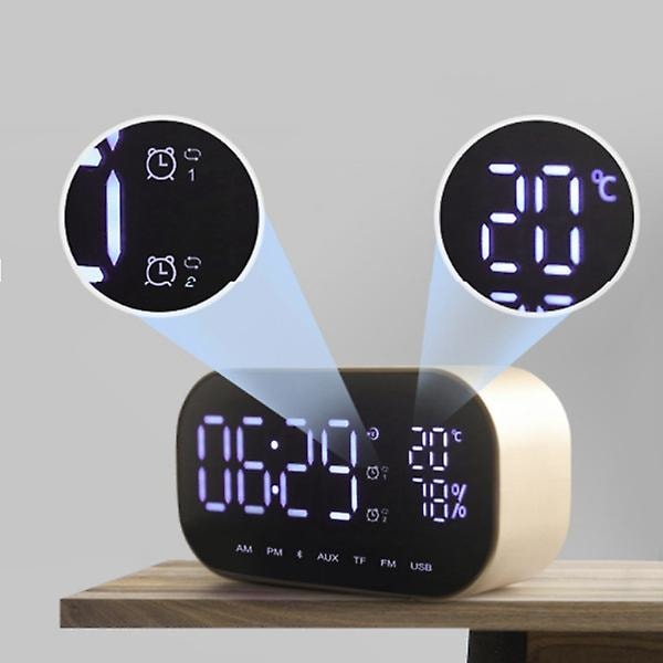 S2 Bluetooth Subwoofers, Dubbel Tri-Fold Spegel Funktion Mini Alarm Stereo Högtalare Sängbord