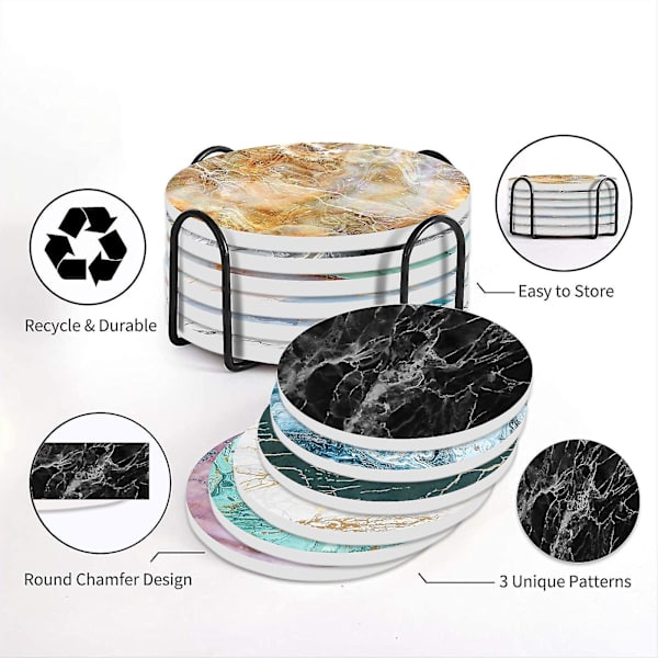 Nordisk Marmor Underkop Absorberende Keramisk Underkop Termisk Isolering Marmor Underkop Korkbund Rund Underkop