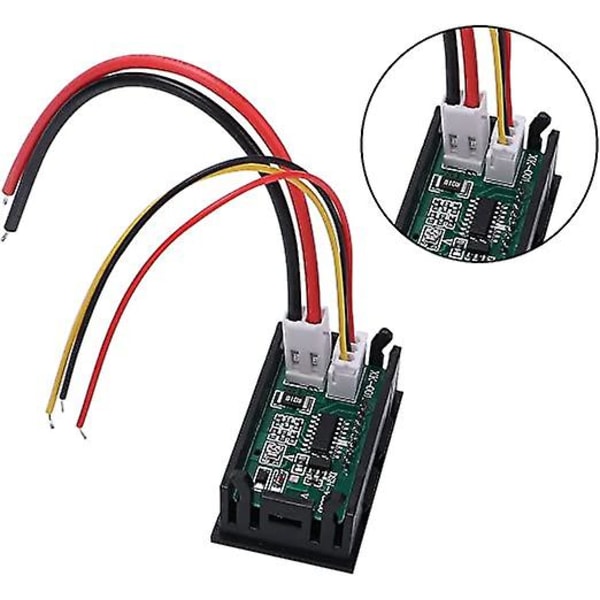 2 stk LED Voltmeter Ammeter, Rød og Blå Detektor Spenning Ammeter Panel Amp Voltmeter, DC 0-100V 10A for Ammeter Ammeter Volt Amp Gauge Panel