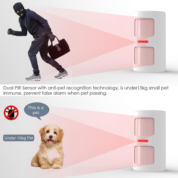 anti-kæledyr Pir bevægelsesdetektor kabelforbundet alarm Dobbelt infrarød kæledyrs immundetektor til hjemmetyverialarm