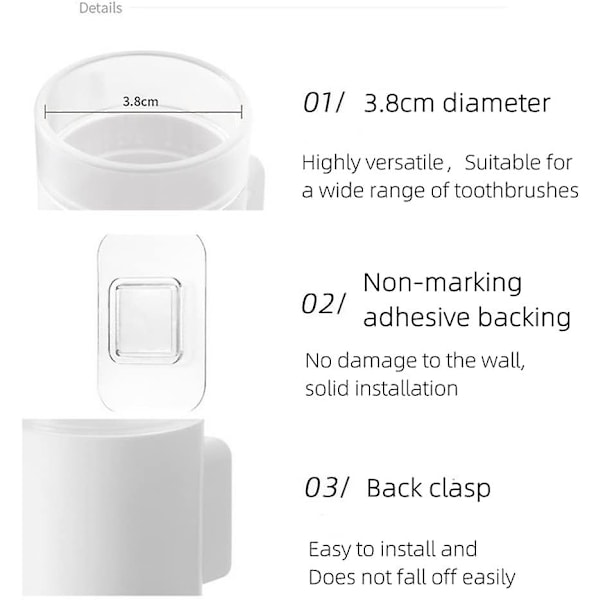 2 st elektriska tandborsthållare för väggmontering, tandborsthållare för badrum