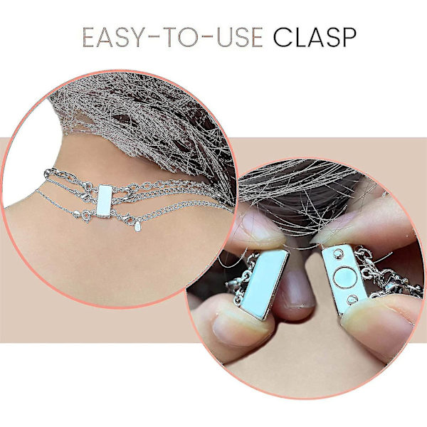 Lagerad Magnetisk Halsbandsspärr Lagerat Halsbandsspärrspänne För Kvinnor (C, Silver)
