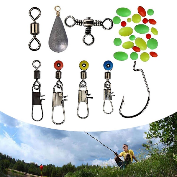 160 st Fisketillbehör Set Jig Krokar Pärlor Sänken Vikter Swivels Snaps Sliders Kit Fisketillbehör