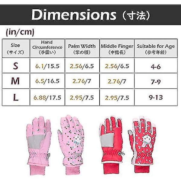 Vinterhandskar för flickor, Vattentäta Skidhandskar, Vantar för Kallt Väder