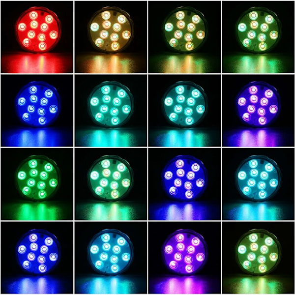 Nedsänkbar LED-lampa, flerfärgad RGB 10 LED-lampa