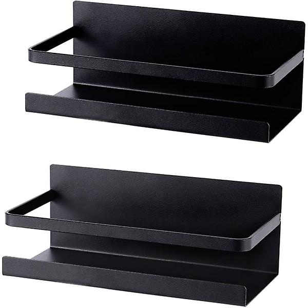 Magnetisk kryddhylla Organizer Kryddor Organizer 2 Pack Matt Svart Kryddhållare för Kylskåp