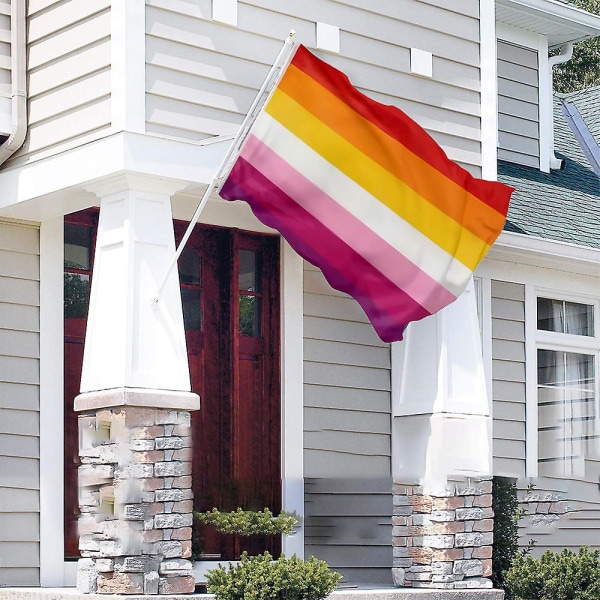 90*150 cm Lesbian Pride Rainbow Flag, Fade Proof og levende farger dobbeltsømt, polyesterbanner