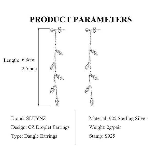 Lange Dangle Ørepynt Kjede For Kvinner Blad Ørepynt Elegant Drop Ørepynt Blad Tråd