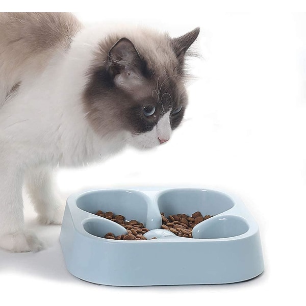 Halkfri labyrintskål för djur, Anti-Riot matskål för hundar och katter, Anti-bloat långsam matskål, blå