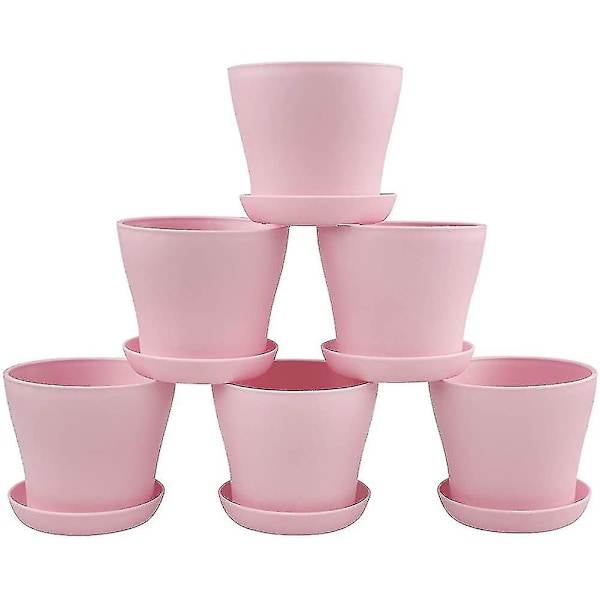 8 st 4\" Rosa Små Växtkrukor Plastblomkrukor Inomhusväxtkrukor För Kontor